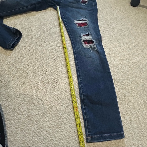 Judy Blue Buffalo Plaid Patch Distressed Skinny Jeans, Size 13/31 Style JB8268DK - Picture 14 of 15